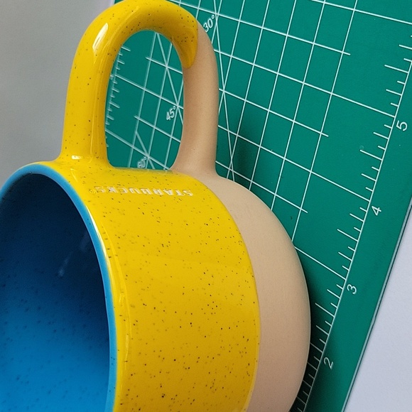 STARBUCKS Terra Cotta 2018, Yellow Blue Long Handle, Coffee Mug 12oz - Picture 9 of 9